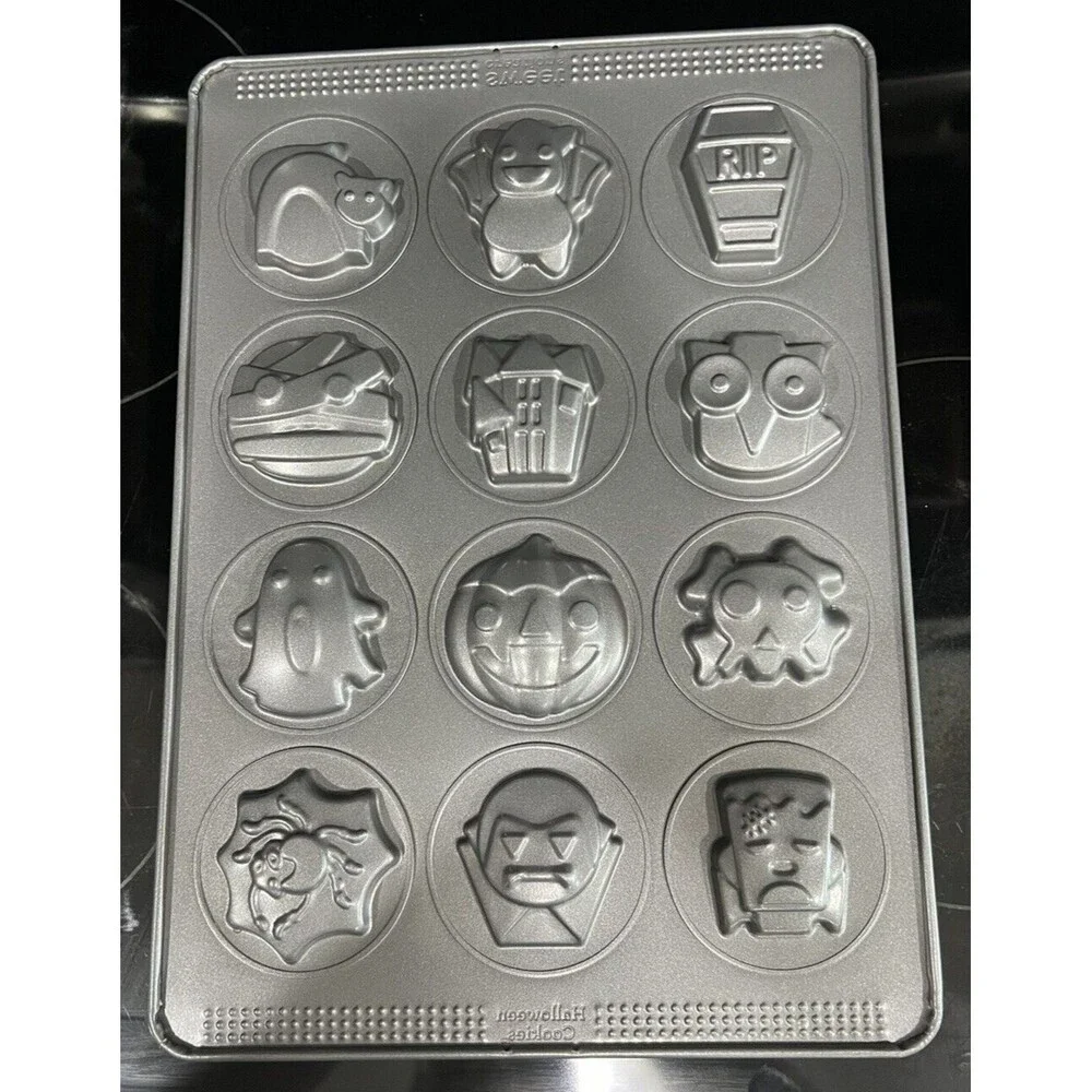 Halloween Cookie Sheet Pan 12-Cavity Nonstick Sweet Creations Baking Tray Spooky
